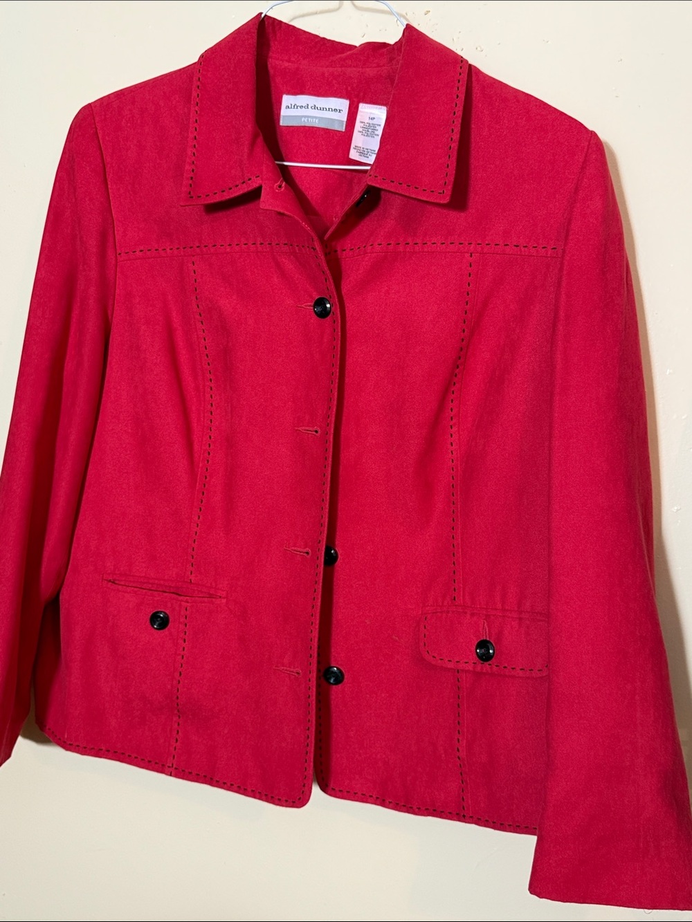 Alfred Dunner Red Structured Button-Front Blazer